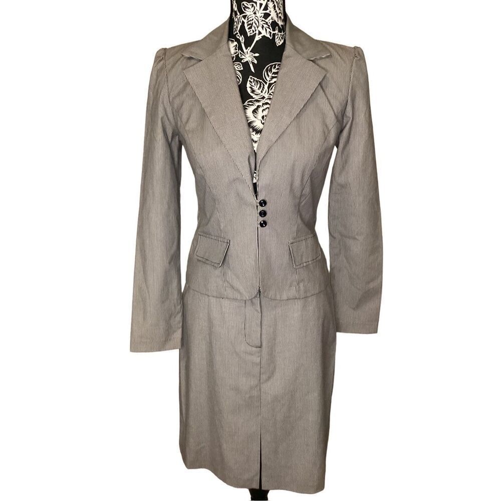 City Triangle Pinstripe 2Pc Skirt Suit Professional Occupational Business
